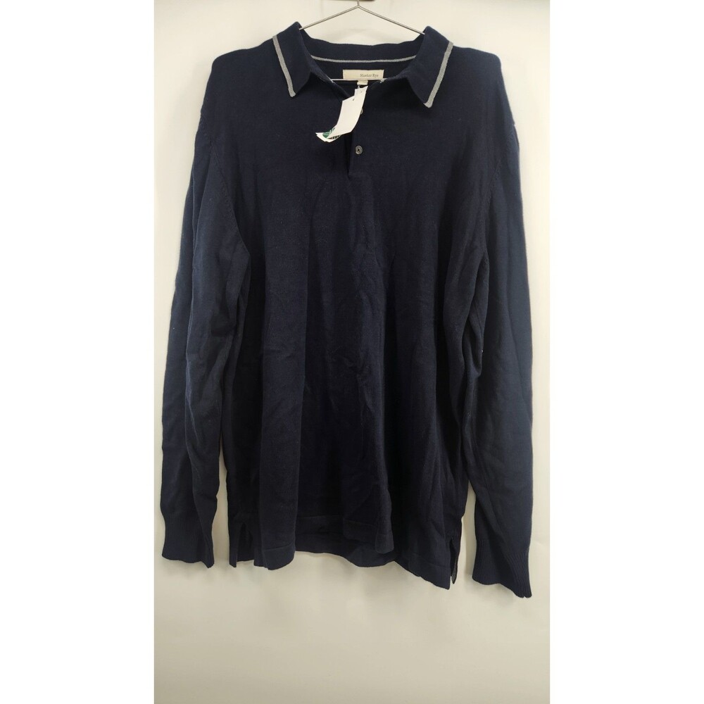Hawker Rye Mens XL Navy Blue Aiden Rugby Sweater‎ Polo NWT